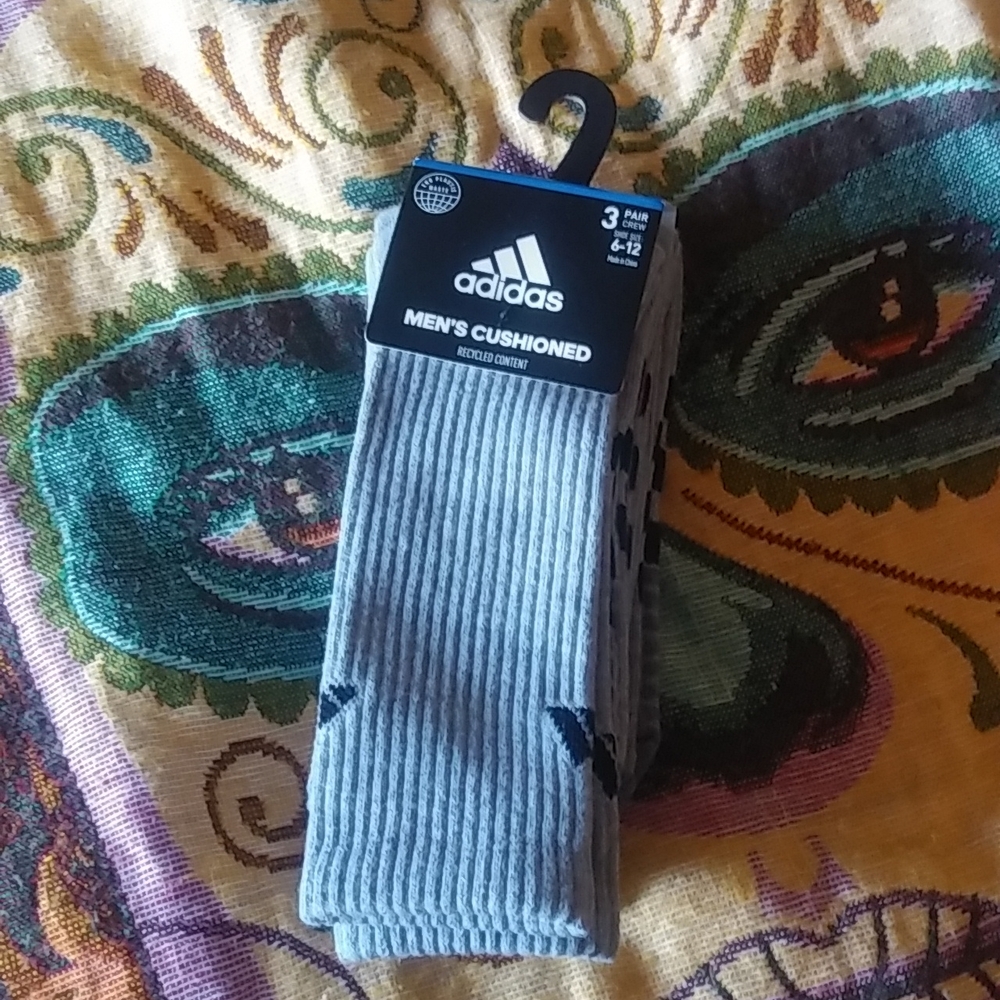 Grey Adidas Men's Cushioned Socks